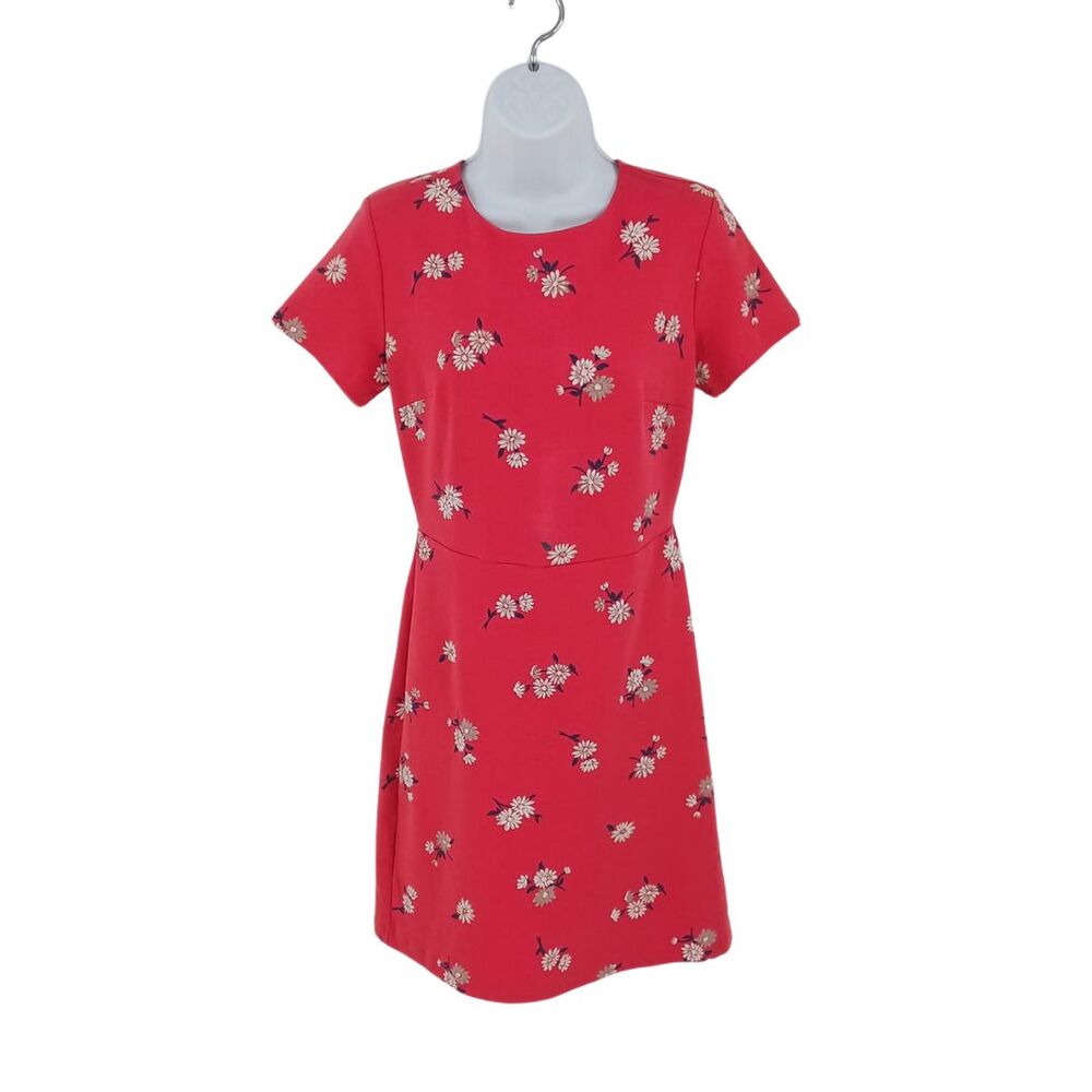 Old Navy Red & Tan Floral Print Short Sleeve Dress Sz Small